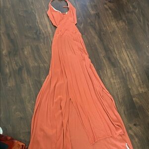 Cupshe Vibrant Orange Backless Maxi Dress